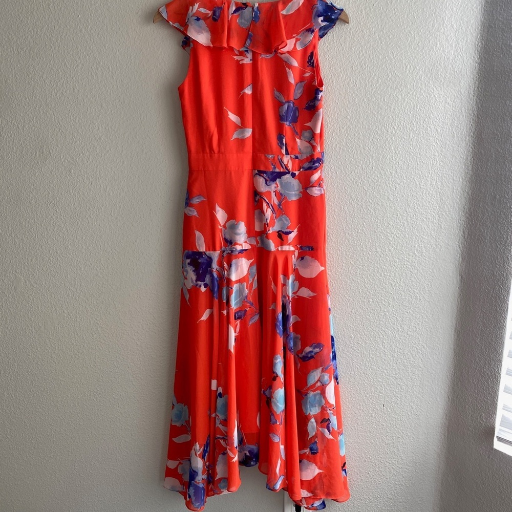 Eliza J Floral Print Shark Bite Hem Midi Dress Size 4 - Picture 6 of 8